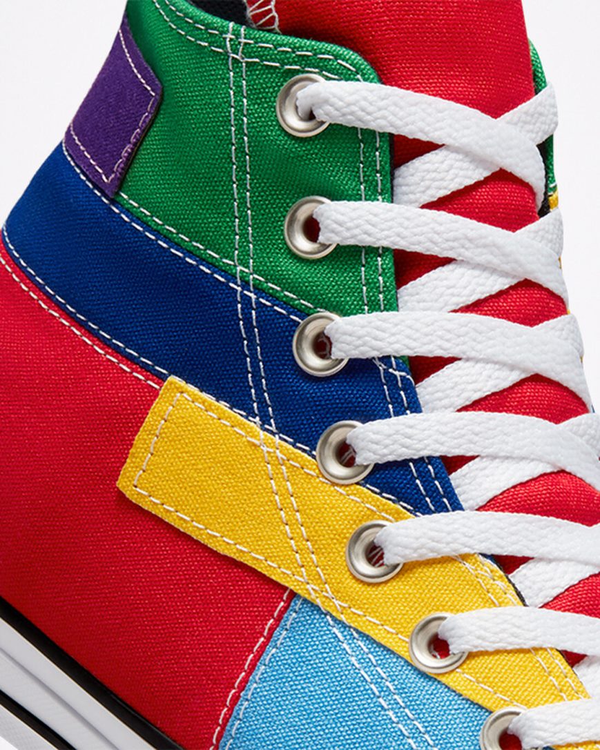 Pánské Boty Vysoké Converse Chuck Taylor All Star Patchwork Červené Blankyt | CZ IVGT48